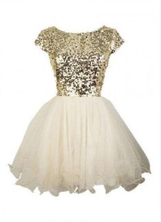 Gold sequin short sleeve Tulle homecoming prom dresses, cocktail dress The Gold sequin short sleeve homecoming dresses are fully lined, 8 bones in the bodice, chest pad in the bust, lace up back or zipper back are all available, total 126 colors are available. This dress could be custom made, there are no extra cost to Sukienki Maksi, Gold Sequin Shorts, Junior Dress, Sequin Homecoming Dress, Gala Dress, Junior Prom, Looks Party, Dress Chiffon, Short Prom Dress