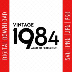 an old - fashioned poster with the words vintage, aged to perfection on red and white