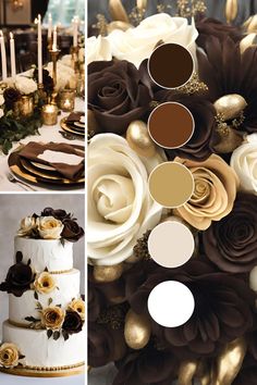 a collage of photos with flowers and candles