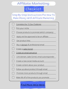 the checklist for how to make money with affiliate marketing