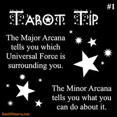 a black and white poster with stars in the background that says, tarot tip