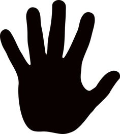 a black hand silhouette on a white background