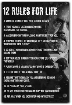 a poster with the rules for life written in black and white, including an image of a