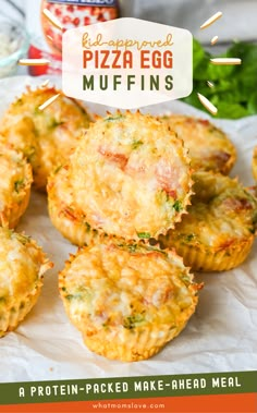 mini pizza egg muffins on a white plate