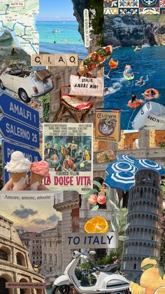 collage of travel photos with italy and the italian rivieria on it's side