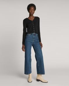 The City Boot Cream – Everlane Breaking In, Denim Shoes, Modern Square, Oversized Jacket, Flat Sneakers, Cropped Denim, Denim Top, Long Pants, Boot Shoes Women