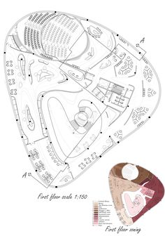 an architectural drawing of a stadium with seating and floor plans for the seats in it