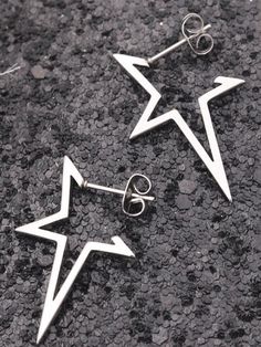 Style: Casual/Street/Punk/Hip Pop/Y2K/Sweet/Vintage

 Pattern Type: Geometric

 Material: stainless steel

 Quantity: 1 pair

 Length: 3cm

 Occasion: Vacation/Weekend Casual/Going Out/Festival/Party/Dating/Travel/Wedding Cheap Star-shaped Hoop Earrings As A Gift, Retro Rings, Steel Earrings, Funky Jewelry, Ear Stud, Earrings Women, Big Earrings, American Beauty, Earrings Drop