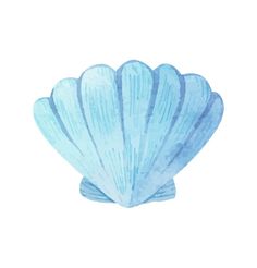 a watercolor drawing of a blue shell