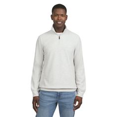 The ultimate cozy pullover. Layer up in the Chaps Men's Brushed Twill Quarter Zip, which will keep you warm all season long. Size: L.  Color: Beige.  Gender: male.  Age Group: adult. Tall Sweater, Fleece Quarter Zip, Thick Sweaters, Cozy Pullover, Mens Cardigan, Kimono Jacket, Zip Up Sweater, Big Men, Quarter Zip Pullover