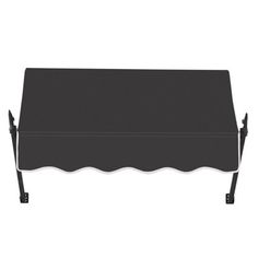 a black bench with metal legs and an attached seat cushion on it's side