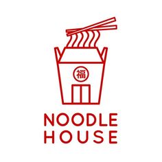 the logo for noodle house with chopsticks sticking out of it's roof