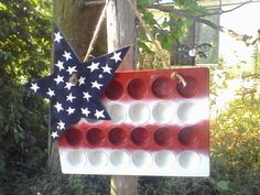 an american flag made out of egg trays