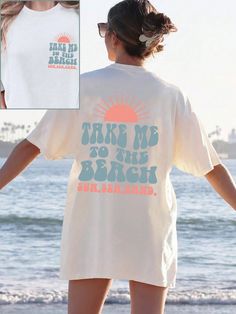 White Casual Collar Short Sleeve Fabric Colorblock,Graphic,Letter,Plants,Slogan  Embellished Medium Stretch  Women Clothing Beachy Preppy Shirts, Ocean Friends Shirt, Beachy Outfits Aesthetic, Take Me To The Beach, Ocean Shirt, Women Slogan, Mermaid Core, Beachy Outfits, Coconut Girl