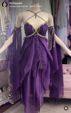 Purple Goddess Dress, Purple Goddess, Fantasy Inspo, Goddess Outfit, Fantasy Clothes, Fantasy Outfits, Fair Outfits, Ren Fest, Belly Dance Outfit