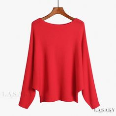 Lasaky - Luxurious Bat Wing Coat with Delicate Patterned Collar Bat Shirt, Cocoon Sweater, Batwing Sleeve Sweater, Batwing Sweater, Womens Knit Sweater, Winter Knit Sweater, Bat Wing, Loose Pullover, Sleeves Clothing