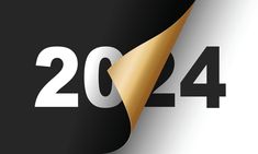 a black and white background with gold foil on the number twenty four, for new year's eve