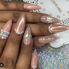 Gel Nail Art Designs, Exotic Nails, Nail Designs Glitter, Festival Nails, Beautiful Nail Designs, Unique Nails, Bling Nails, Rhinestone Nails, Stiletto Nails