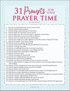 the front page of a prayer book with text that reads, 31 prompts for your prayer