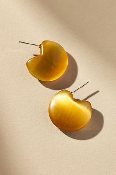 Glass, brass, stainless steel, cubic zirconia Post styling Imported | Curved Lucite Earrings by Anthropologie in Beige, Women's, Brass/Stainless Steel/Glass Lucite Earrings, Cubic Zirconia, Anthropologie, Fashion Jewelry, Brass, Stainless Steel, Luxury Fashion, Glass