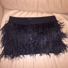 New Skirt, Never Worn. Feather Mini Skirt, Feather Skirt, Skirt Y2k, Dress Loafers, Ostrich Feather, Ostrich Feathers, Black Mini Skirt, Cynthia Rowley, Women Skirts Midi