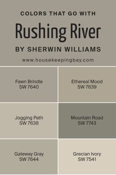 Colors that Go With Rushing River SW 7746 by Sherwin Williams Etheral Mood Sherwin, Sw Rushing River, Mountain Road Sherwin Williams, Grecian Ivory Sherwin Williams, Sherwin Williams Mountain Road, Rocky River Sherwin Williams, Jogging Path Sherwin Williams, Sw Jogging Path, Sherwin Williams Jogging Path