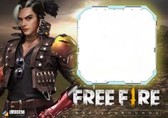 an image of a man in armor with a sign for free fire around his neck