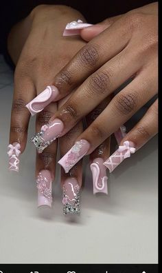 Unusual Nail Designs, Long Acrylic Nail Designs, Hard Nails, Colored Acrylic Nails, Girly Acrylic Nails, Dope Nail Designs, Short Square Acrylic Nails, Acrylic Nails Coffin Pink, Long Square Acrylic Nails