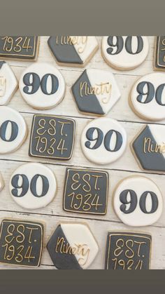 decorated cookies with numbers and date on them