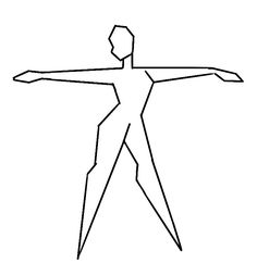 the outline of a man's body in black and white, with his arms spread out