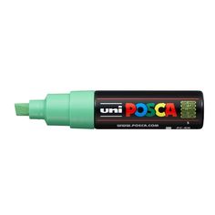 a green marker pen with the word posca on it's tip in front of a white background