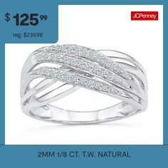 a white gold ring with two rows of diamonds on it and the price is $ 25 95