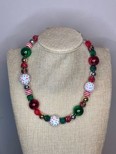 The necklace is 19 inches with 3-inch extender Red Jewelry For Holiday Jewelry Making, Christmas Party Beaded Necklaces With Round Beads, Christmas Party Round Bead Necklaces, Red Christmas Party Necklaces, Red Jewelry For Christmas Holiday, Red Necklace For Holiday Party, Red Holiday Party Necklace, Holiday Red Party Necklace, Red Beaded Christmas Jewelry