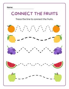 connect the fruits worksheet for kids to learn how to count them in order to find