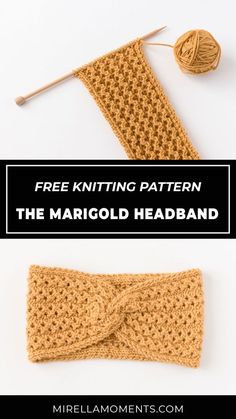 two crocheted headbands with text overlay that reads free knitting pattern the margold headband