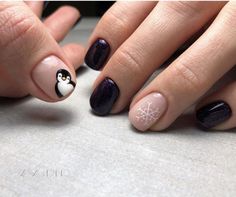 Penguin Nails, Minimal Nails Art, More Icons, Amazing Nails, Christmas Gel Nails, Simple Gel Nails, Minimal Nails