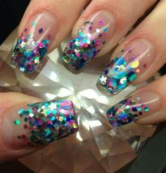 Sequin Nails, Glittery Nail, Manicured Nails, Confetti Nails, Glittery Nails, Super Nails, Sparkle Nails, Ideas Nails, Trendy Nail Art