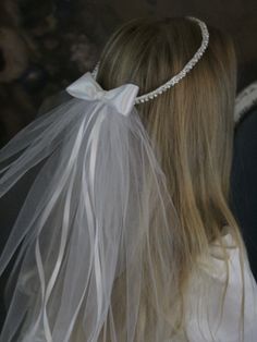 the back of a woman's head wearing a veil