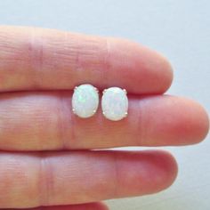 Opal Earrings Opal Stud Earrings Sterling Silver Opal | Etsy White Hypoallergenic Opal Jewelry, Hypoallergenic White Opal Jewelry, White Opal Jewelry With Matching Earrings, Minimalist White Opal Earrings, Oval White Birthstone Jewelry, White Oval Birthstone Jewelry, Oval Opal Jewelry With Matching Earrings, Dainty White Opal Earrings, Classic White Opal Jewelry