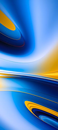 an abstract blue and yellow background with some circles in the bottom right hand corner,