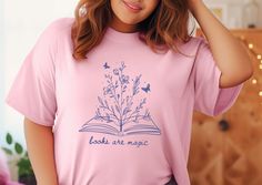 Books are magic ✨ Wear it, go to the library, be happy. 📚 #booksaremagic #bookish #booklover #bookstagram Books Are Magic, Book Tshirts, Group Boards, The Library, Fashion Books