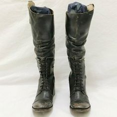 Very Hard To Find Black Saddle Boots In Size 8. Please Read - These Run Small And Will Fit A 7 Or 7.5. If You Are An Actual 8, You Will Have To Take These To Have Them Professionally Stretched. They Have Been Worn Once And Are In Like New Condition And Come With Their Original Box. They Are Naturally Distressed And Totally Awesome. I Will Cry For Sure When I Send Them To The Lucky Buyer! Saddle Boots, Black Saddle, Freebird By Steven, Totally Awesome, Lace Up Boots, Shoe Laces, Saddle, Original Box, Lace Up