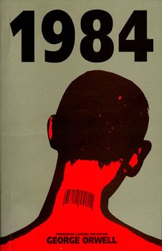 an old book cover with the words, 1984 written in black and red on it