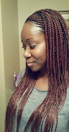 Color 350, box braids w/ corn rows Color 350 Box Braids, Corn Row Rasta Braids, Side Cornrow Hairstyles, 350 Hair Color, Ny Hairstyles, Summer Cornrows, Diy Summer Nails, Hairstyle Natural Hair, Corn Rolls