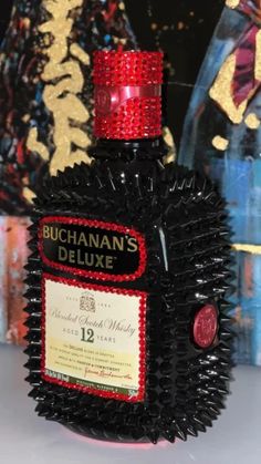 Glitter Buchanan Bottle, Decorated Buchanan Bottle, Baddie 21st Birthday, Custom Liquor Bottles, Buchanan Bottle, Bf Bday, Water To Wine