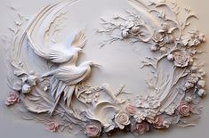 an intricately designed paper art with flowers and birds