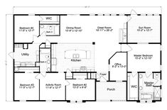 the floor plan for a two bedroom house with an attached bathroom and living room area