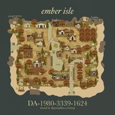 an old map with houses and trees in the middle is featured for ember isle