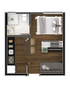 an overhead view of a living room and bedroom in a one - bedroom apartment at the grove apartments