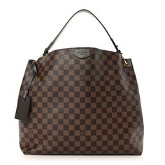 This is an authentic LOUIS VUITTON Damier Ebene Graceful MM. This shoulder bag is finely crafted of Louis Vuitton's signature Damier canvas in brown. The shoulder bag features a flat chocolate brown leather shoulder strap with polished brass hardware and magnetic leather closure. This opens to a spacious rouge red fabric interior with a zipper pocket. Louis Vuitton Empreinte, Louis Vuitton Damier Azur, Louis Vuitton Damier Ebene, Damier Ebene, Louis Vuitton Shoulder Bag, Red Fabric, Brass Hardware, Polished Brass, Authentic Louis Vuitton